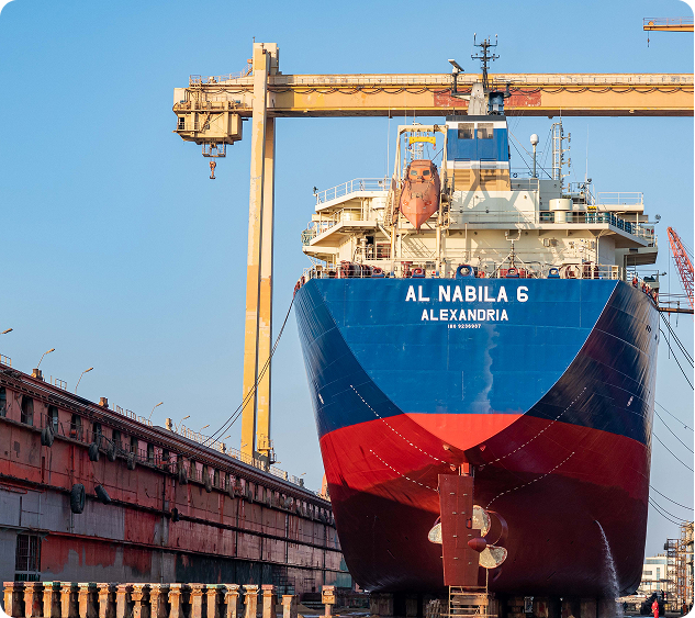 Commercial vessel in dry dock
